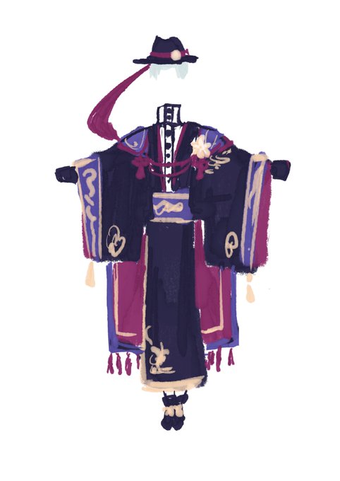 ロロの和服考えてたけれどお蔵入りになりそうなので供養…フリーなので誰か描いてぇ…