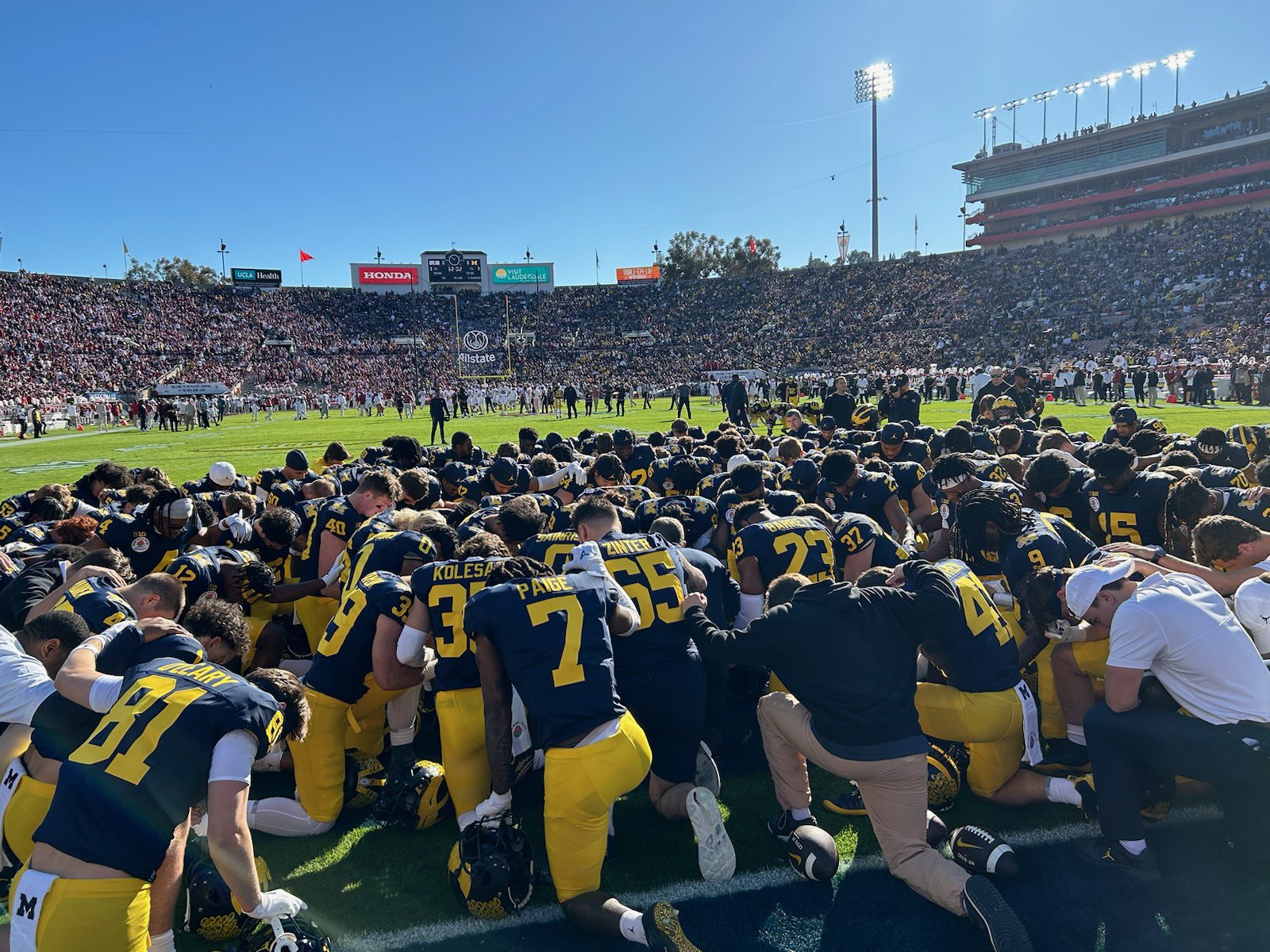 Sports Spectrum on X: "Always give thanks  Michigan pregame on-field  prayer before today's CFB playoff matchup against Alabama.  https://t.co/T53XfEqqz7" / X