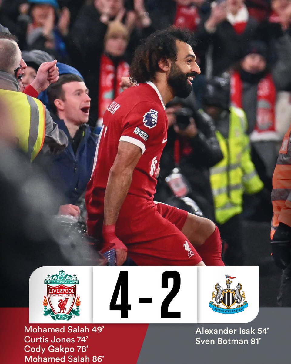 FabrizioRomano's tweet photo. 🔴📊 Liverpool, top of Premier League table with 45 points in 20 games!

…Newcastle have now lost 7 of 8 last games in all competitions ⚪️⚫️ https://t.co/SSEKiUXyPw