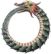 O UROBOROS
Con Nadal, con a Pascua, caduca un trango de tiempo y amanixe atro nuevo. O uroboros yera un simbolo que sinificaba o rolde infinito, a eterna tornada d'as cosas, d'o esfuerzo, d'a luita. A imachen yera o dragón que se trasque a coda. Natividá, continidá, recreyazión.