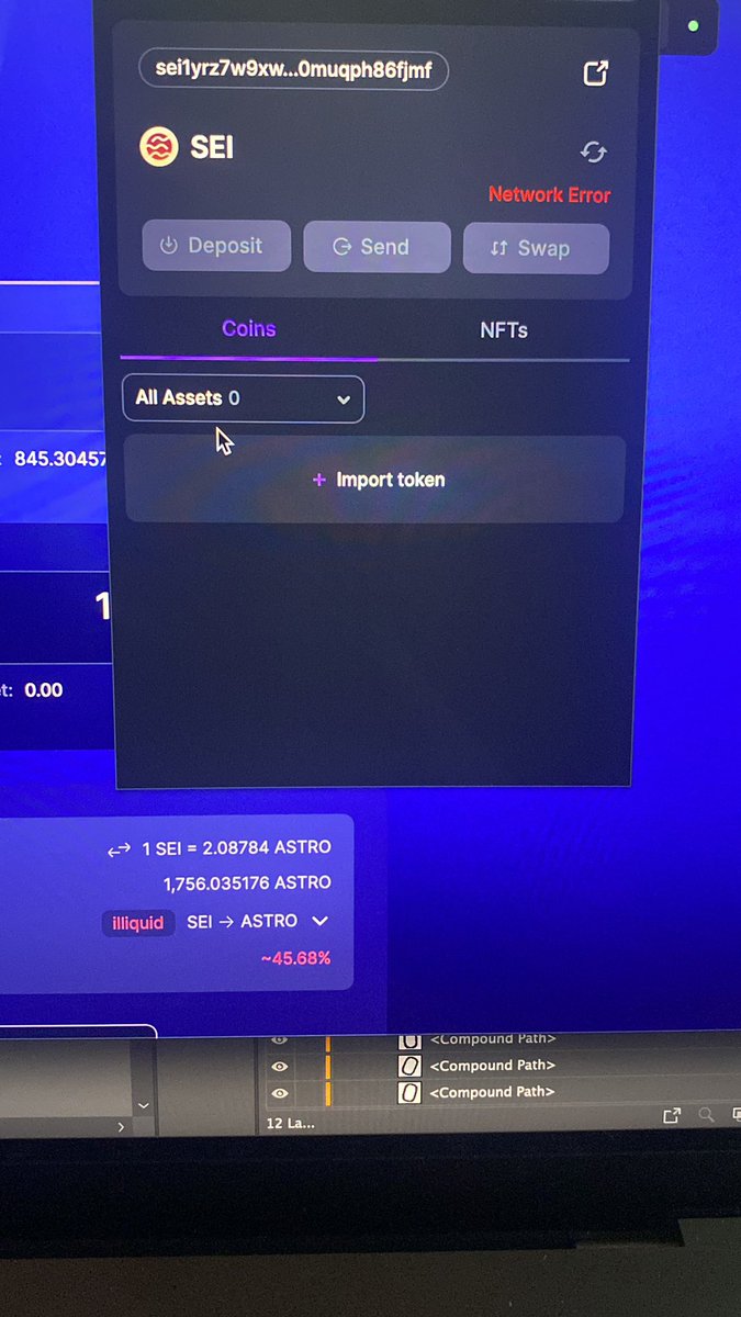 looooby0's tweet photo. Any one else having a network error on the @CosmostationVD wallet? It lets me connects and shows my balance in @astroport_fi but i can’t swap https://t.co/vPYJE3NTkz