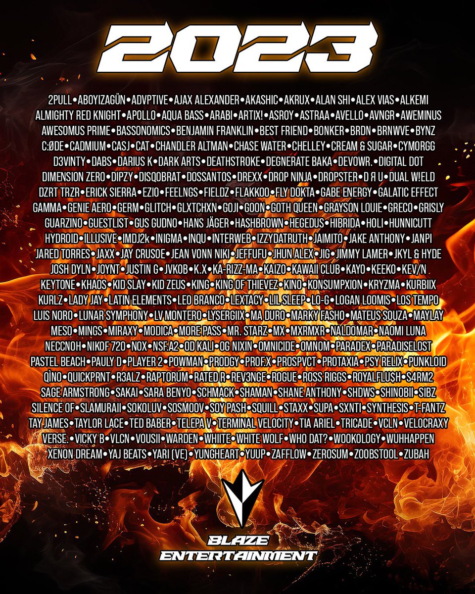 BlazeEntmt's tweet photo. ❤️‍🔥 2023 was our best year yet, thank you to our team, the venues, the amazing artists who played on our stages and friends who came out to support, you’ve made this be such a fun time for all! We can’t wait to show you what we have coming for 2024 🔥📈
.
#BlazeEntertainment #EDM https://t.co/xjVK6UUlLI