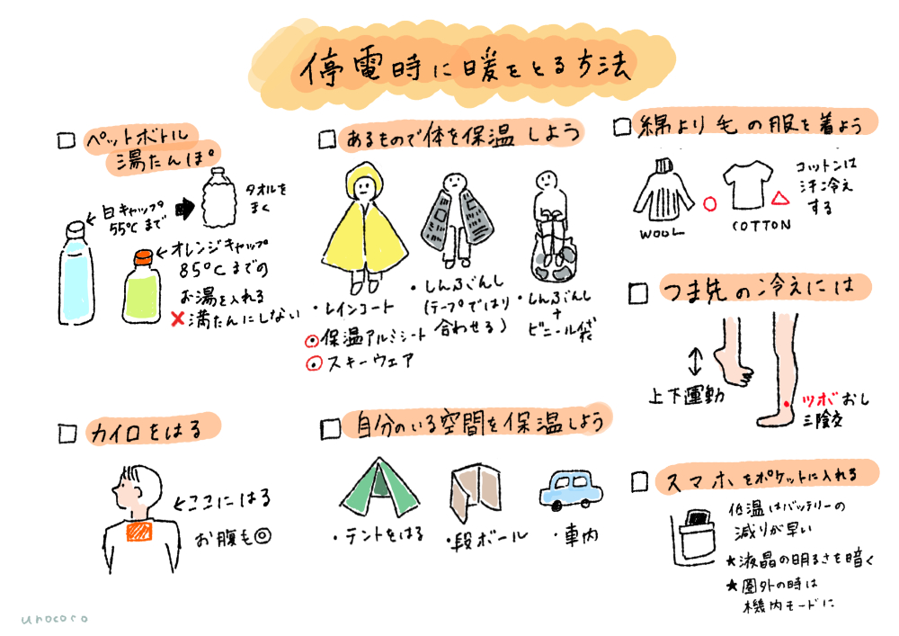 unococonut's tweet photo. 停電時に暖をとる方法をまとめました。

ご自由にお使いください。必要な方に届きますように。
被害が最小限に抑えられますよう祈っております。
#能登半島地震 #防災 #停電 https://t.co/36Eoh2cw7j