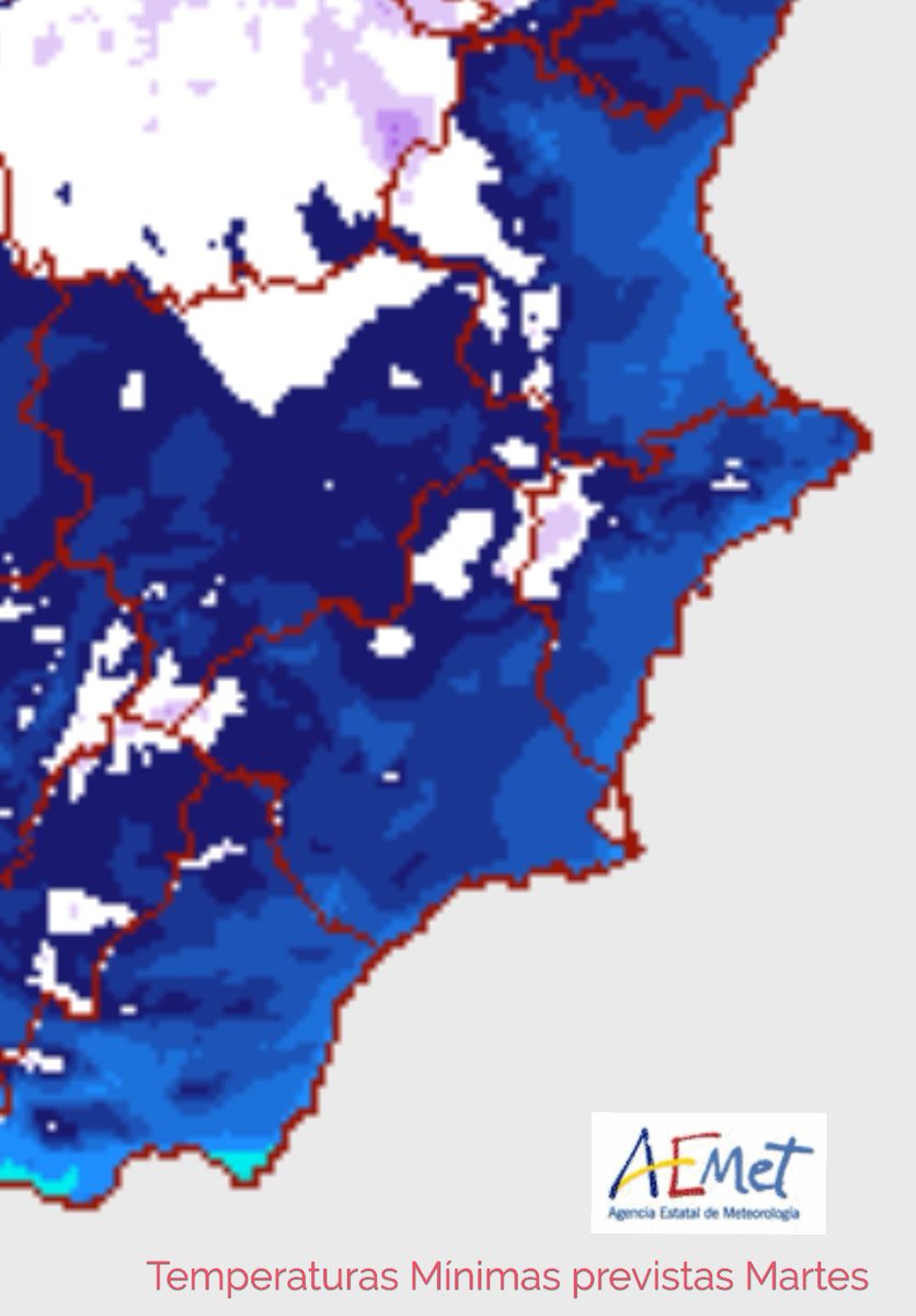 🔵 📉 ❄️ Esta próxima madrugada volverán a descender las TEMPERATURAS MÍNIMAS, con el regreso de #heladas especialmente a zonas del E-SE del #Altiplano, y a otras zonas locales.

Valores más bajos en general entre 0°C/-4°C: