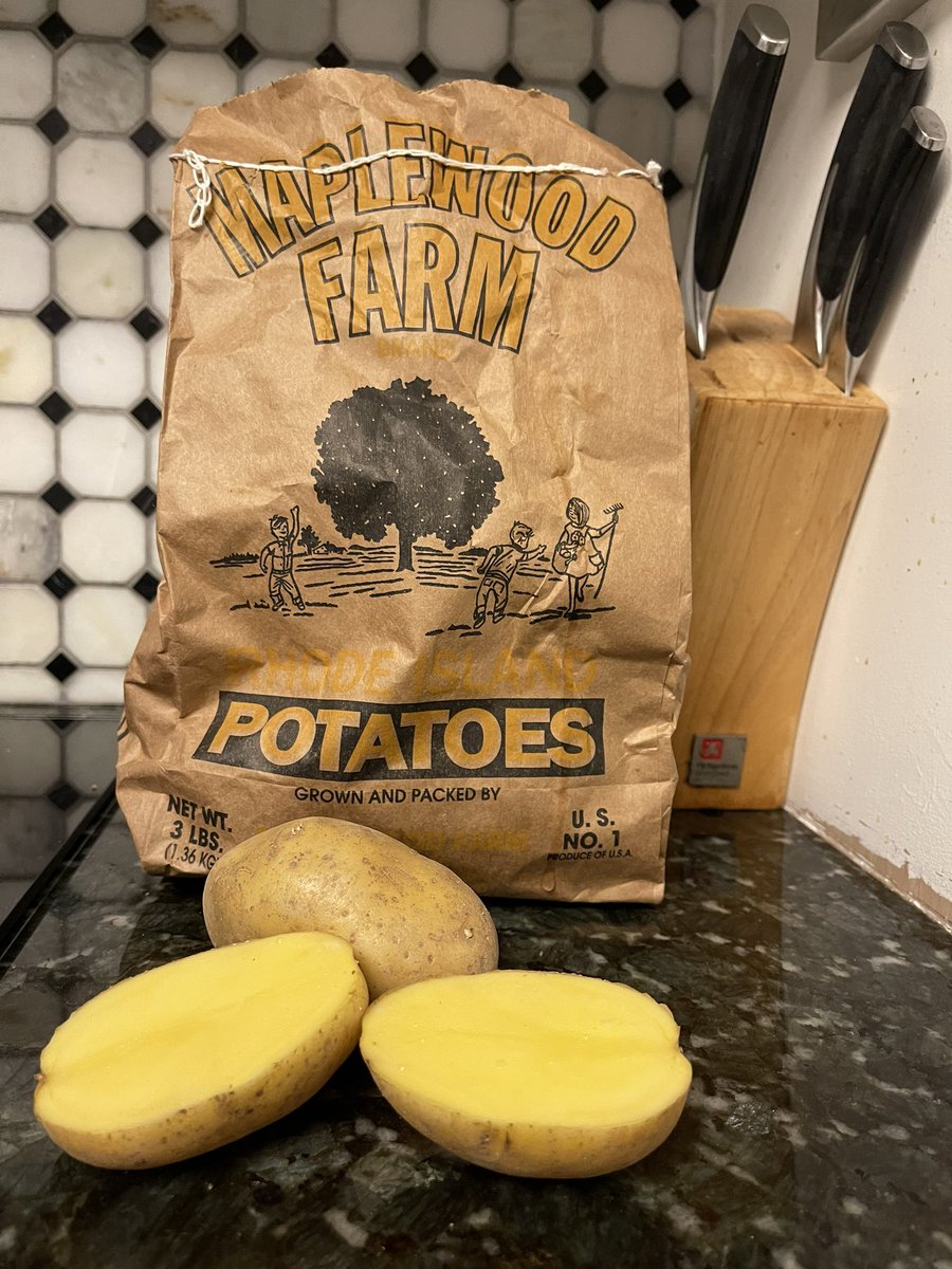 Gramitt's tweet photo. If you love potatoes, then you should discover these from Maplewood Farm in Portsmouth. These are the most delicious golden buttery potatoes I've ever had in my life!  Available at Clements in Portsmouth. https://t.co/OowOLrJuUf
