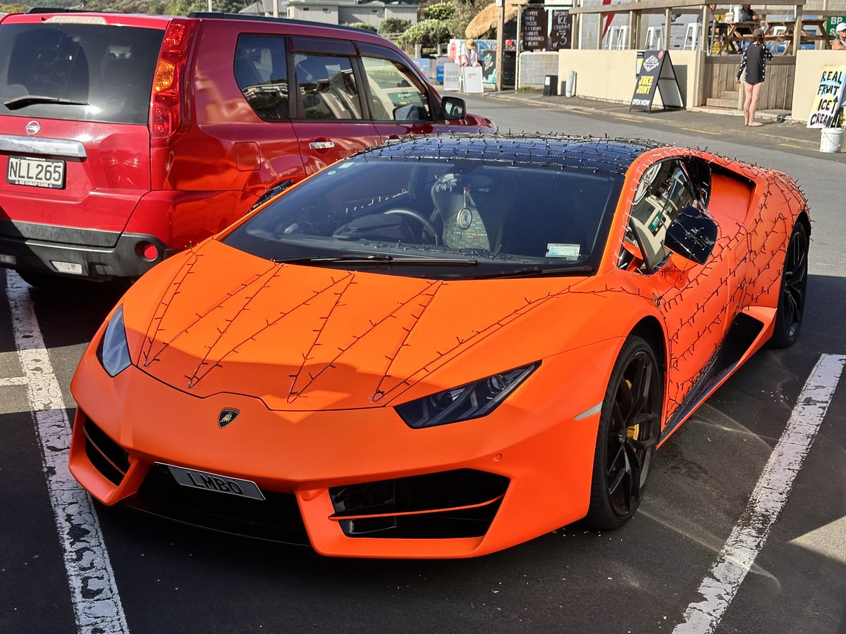 I saw this lambo adorned with Christmas lights in New Zealand.