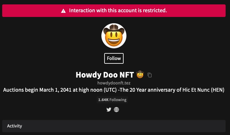 Thanks...
I'll be waiting to see this account BANNED.

And of course, now we will be seeing another accounts trying to do the same, of course this guy has not only one account.
This is why I proposed BLOCKING WALLETS we decide.

roadmap.objkt.com/b/software-fea…