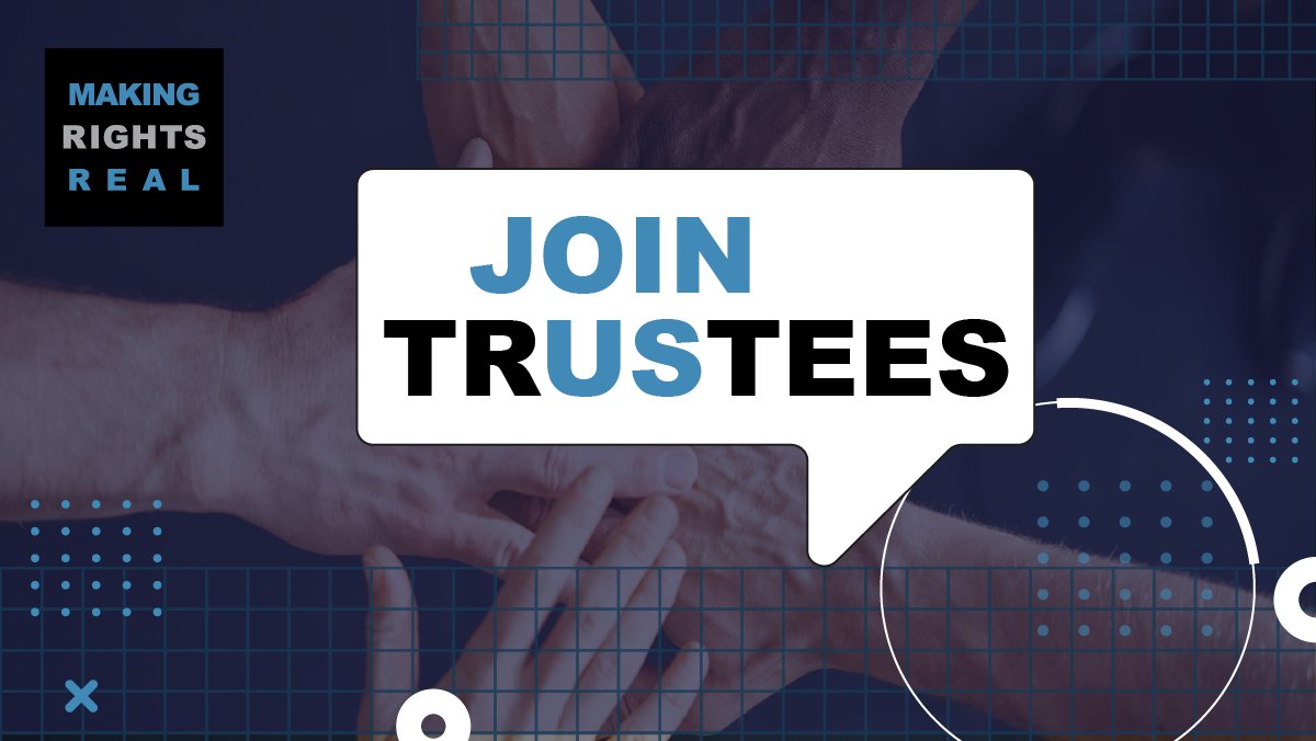 Rights_Real's tweet photo. Done with the turkey 🦃 &amp; thinking of New Year's adventures?

If you've experience of:
💭 Living with human rights concerns
🗣️ Fighting for justice
⚖️ Employment law / human resources
💷 Fundraising

We'd love to hear from you. 

Apply to be a Trustee. ⬇️
https://t.co/oMqT0rqI4s https://t.co/Zz7yKsILuI