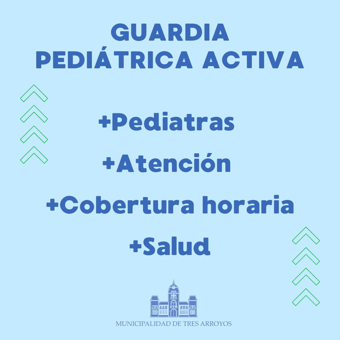 A partir de mañana se amplía la Guardia Pediátrica Activa en el Hospital "Pirovano" de #TresArroyos
#MásSalud
#TresAEntreTodos