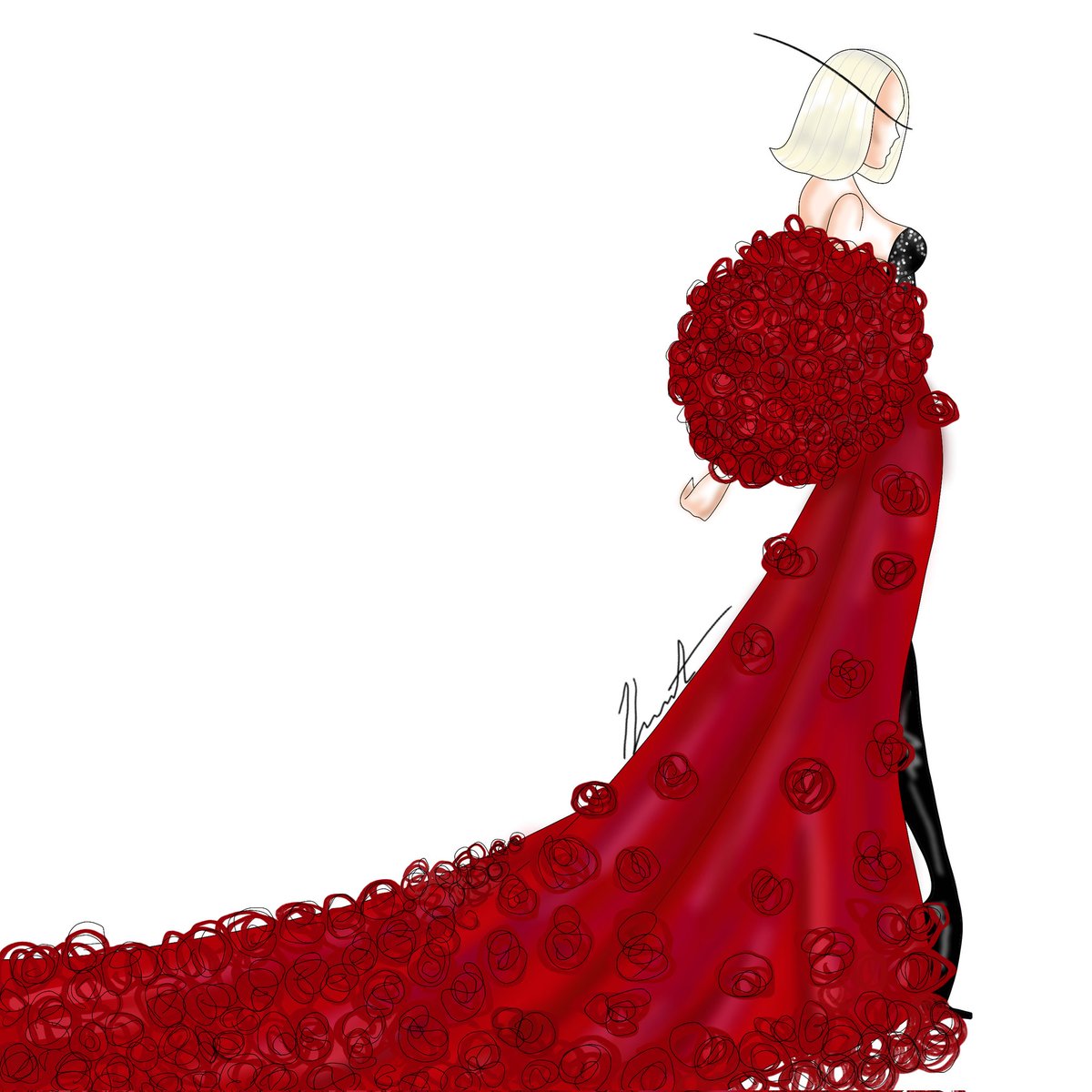 My illustration of @xtina kicking off 2024 in Nicole + Felicia Couture 
#ChristinaAguilera #Xtina