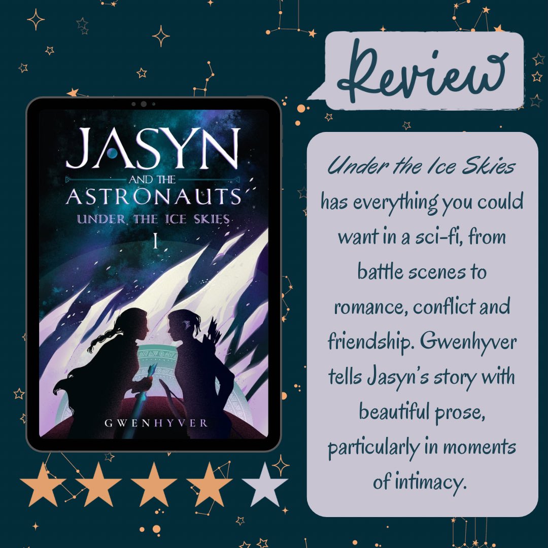 First review of 2024! Under the Ice Skies has everything you could want in a sci-fi, from battle scenes to romance, conflict and friendship. <a href="/Gwenhyver/">Gwenhyver🏳️‍🌈</a> offers a fresh, exciting voice to a genre still lacking in sapphics. Don’t miss this Greek myth retelling! ✨