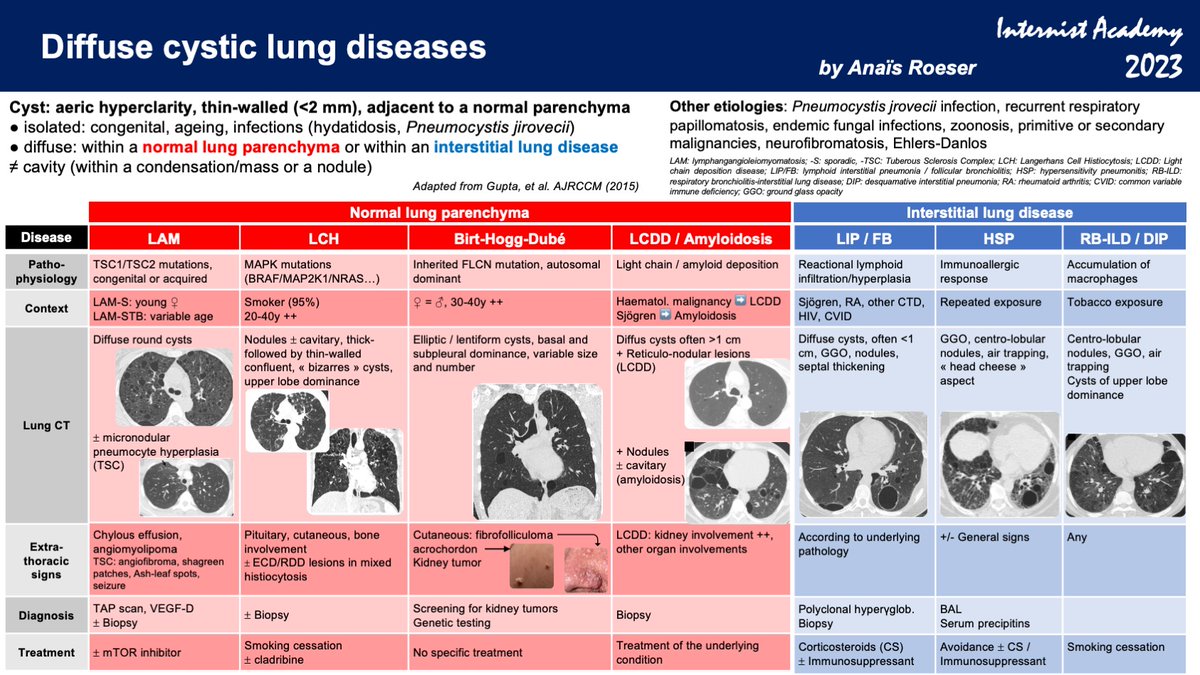 Diffuse cystic lung diseases - By Anaïs Roeser @anais_roeser (fellow in Internal Medicine, Paris, France) #cyst #lung #LAM #LCH #InternistAcademy 2023