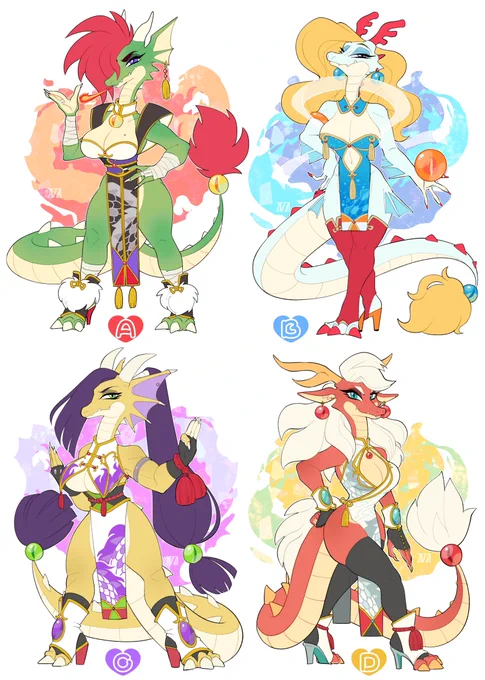 New Year's Adopts Sets4 Dragons!!A. GreenB. WhiteC. GoldenD. RedPrice is $120 start(PayPal only) Please DM me!- If I receive DMs from several people at the same time, so I will give the character to the person who offers the highest price. 