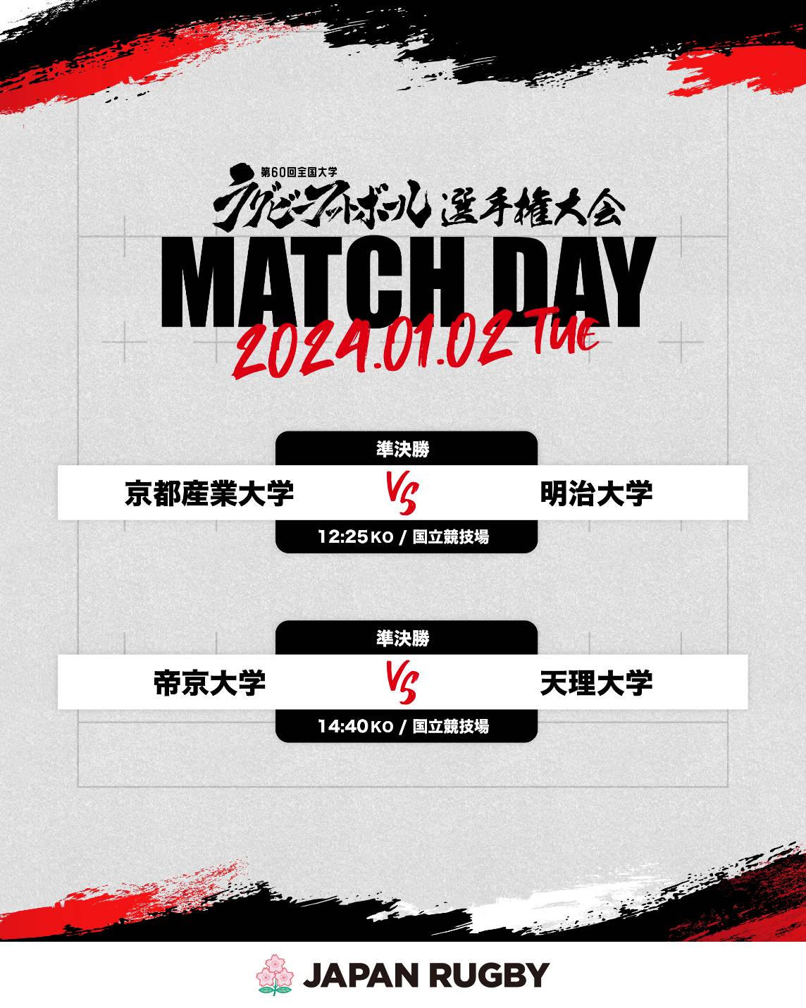 全国大学ラグビーフットボール選手権大会決勝 チケット 4枚 全国大学ラグビーフットボール選手権大会決勝 チケット 4枚