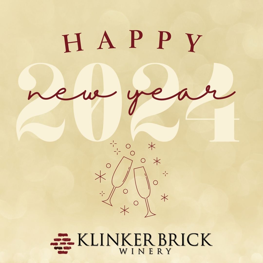 Happy New Year from our Klinker Brick Family! 🥂Cheers to new traditions, new releases 👀, and all the good vibes 2024 has to offer! We are closed today but look forward to kicking off the new year with you tomorrow (Jan. 2, 2024) 🤗 ⁠ ⁠ #happynewyear #klinkerbrickwinery #2024