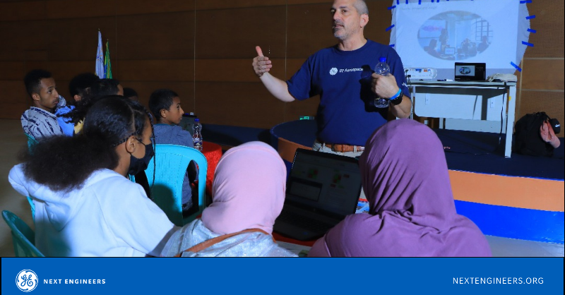 GE_Foundation's tweet photo. The team @GE_Aerospace recently visited the Global Engineering Discovery program in Ethiopia. Students had the opportunity to attend an event where they learned how an aircraft engine works &amp; about the importance of engine maintenance &amp; condition monitoring. More here: