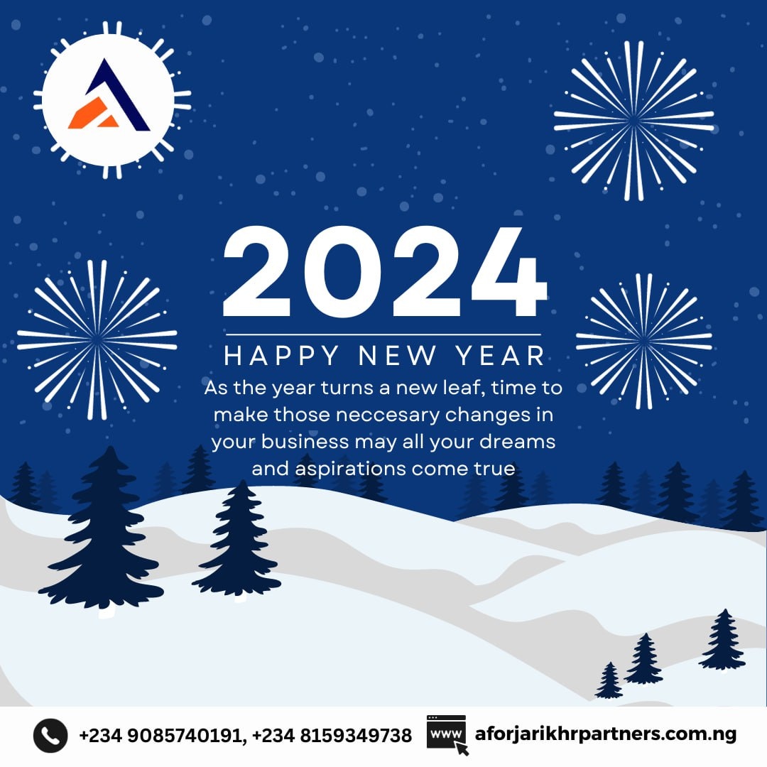 We wish you a happy and prosperous new year from Aforjarikhrpartners.

#fyp #jobopportunity #jobvacancy #lagosbusinessonwers #nigeriavendors #clickfunnels #humanresourcesmanagement #humanresources #smallbusiness #schoolowners #hrpartners #staffmanagement