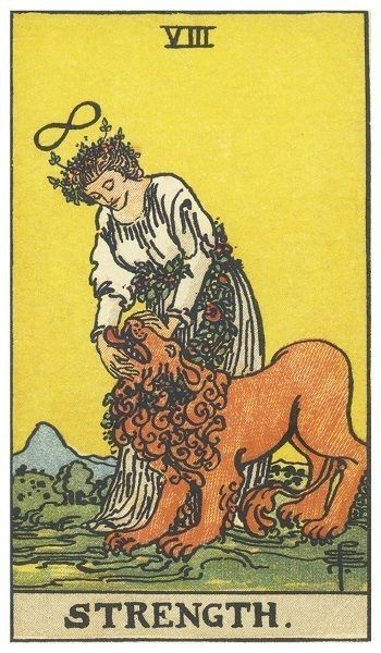 supermoongirl9's tweet photo. we are in an 8 year, the 8th major arcana in tarot is the strength (rider waite) - which is also associated with leo energy https://t.co/wZamrFQcD2