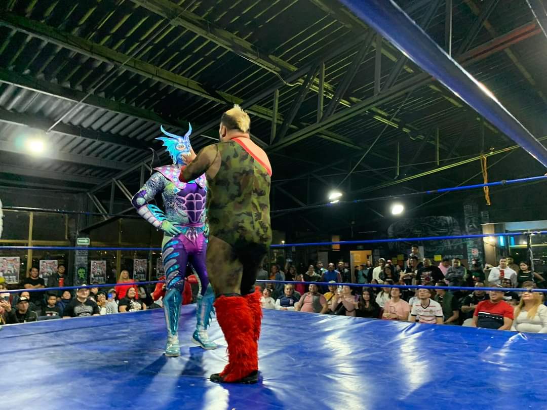 LaTijeraLucha's tweet photo. Recordando viejos tiempos #EstrellaDivina y #Demasiado se llevan la victoria en la batalla semifinal derrotando en una entretenida lucha al #HijoDelAlebrije y #Machero en #Shotomania en el #StarGym
#latijeraluchalibre https://t.co/XmGnUtLoUV