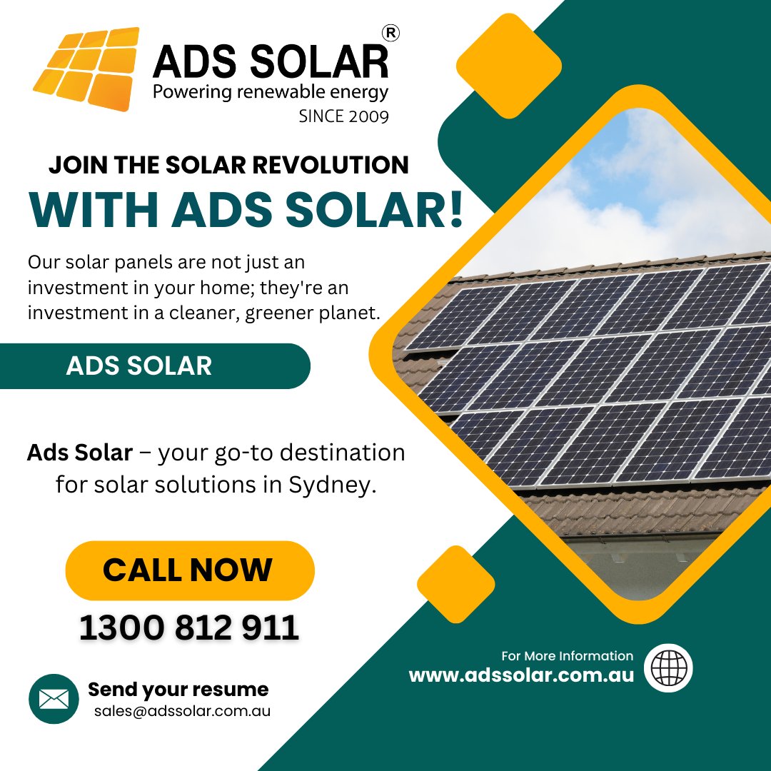 ADSSolar's tweet image. Ads Solar – your go-to destination for solar solutions in Sydney. Our commitment to excellence ensures your home gets the best solar treatment. Embrace clean energy with #AdsSolar

adssolar.com.au
Call Us Anytime
1300 812 911,
WhatsApp : 0404718625

#SydneySolarSolutions