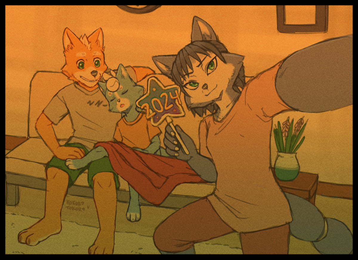 Kokoro_Tokoro's tweet photo. He insisted on staying up but couldn't quite make it. 
Happy new year everyone!
I'm hoping that 2024 doesn't throw too many challenges at us ✨🙏🐕
#starfox #fanart #sfnexus #NewYear2024 https://t.co/DrE5aHHyGJ