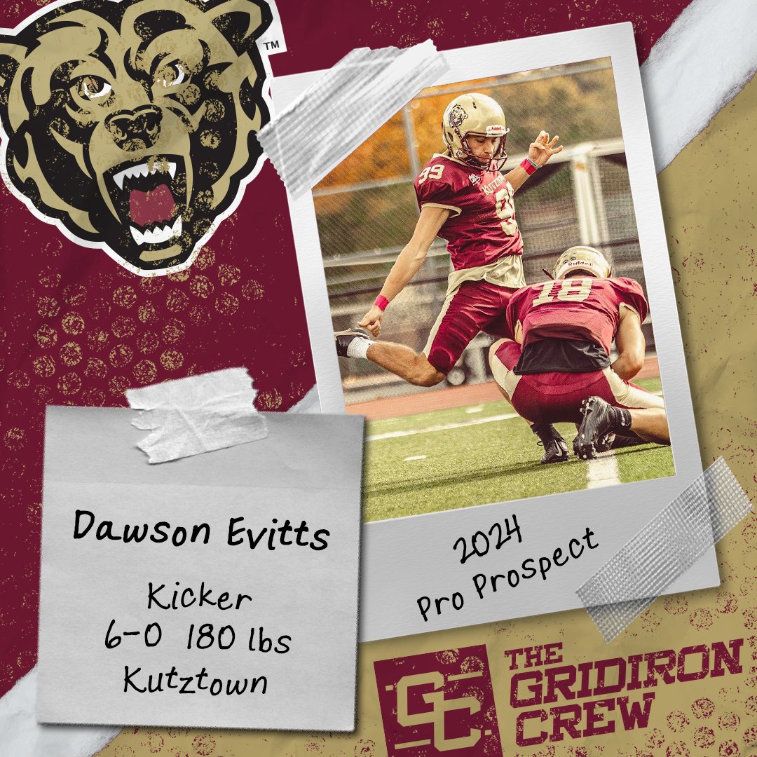 ⚠️ Attention Pro Scouts, Coaches, and GMs ⚠️

You need to look at 2024 Pro Prospect, Dawson Evitts <a href="/DawsonEvitts/">Dawson Evitts</a>, a K from <a href="/KUBearsFootball/">Kutztown Football 🐻</a>

👀 See our Interview: thegridironcrew.com/dawson-evitts-…

#2024ProProspect #DraftTwitter #NFLDraft #NFL #CFLDraft #CFL #ProFootball 🏈
