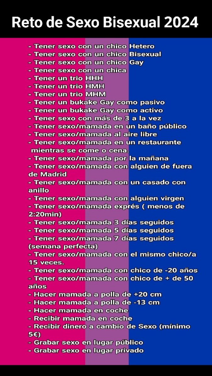 Aquí va mi Reto Sexual Bisexual 2024.
 12 meses...

Me ayudas a conseguirlo ????

#RetoSexualBisexual2024.
