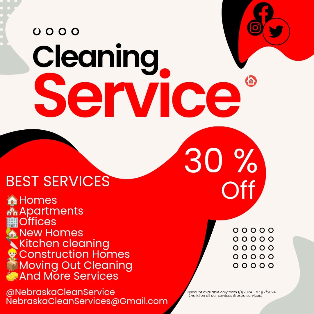 NebraskaClean's tweet photo. This January it's crazy 😧🧹🧤🧽🧼

Because have a 30 % Off  in All Serveces &amp; Extra Services  

( Aviable in all #Junuary2024 ) 

#NebraskaCleanService #Cleanservice #cleanservice #Nebraska #nebraska #Huskers #Top #NewPost #SVD #Nebraskaservice #cleantop #30Off #CleanUp #clean https://t.co/xGeZyDGXKE