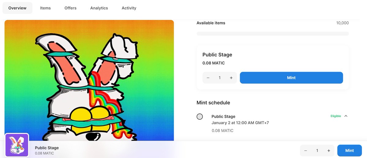 🐇 Minting is live✨💫
🐰POLY BABY RAB🐰
Chain : Polygon 💜
Total : 10,000 nft  
On : <a href="/opensea/">OpenSea</a>
👉Mint : opensea.io/collection/pol…