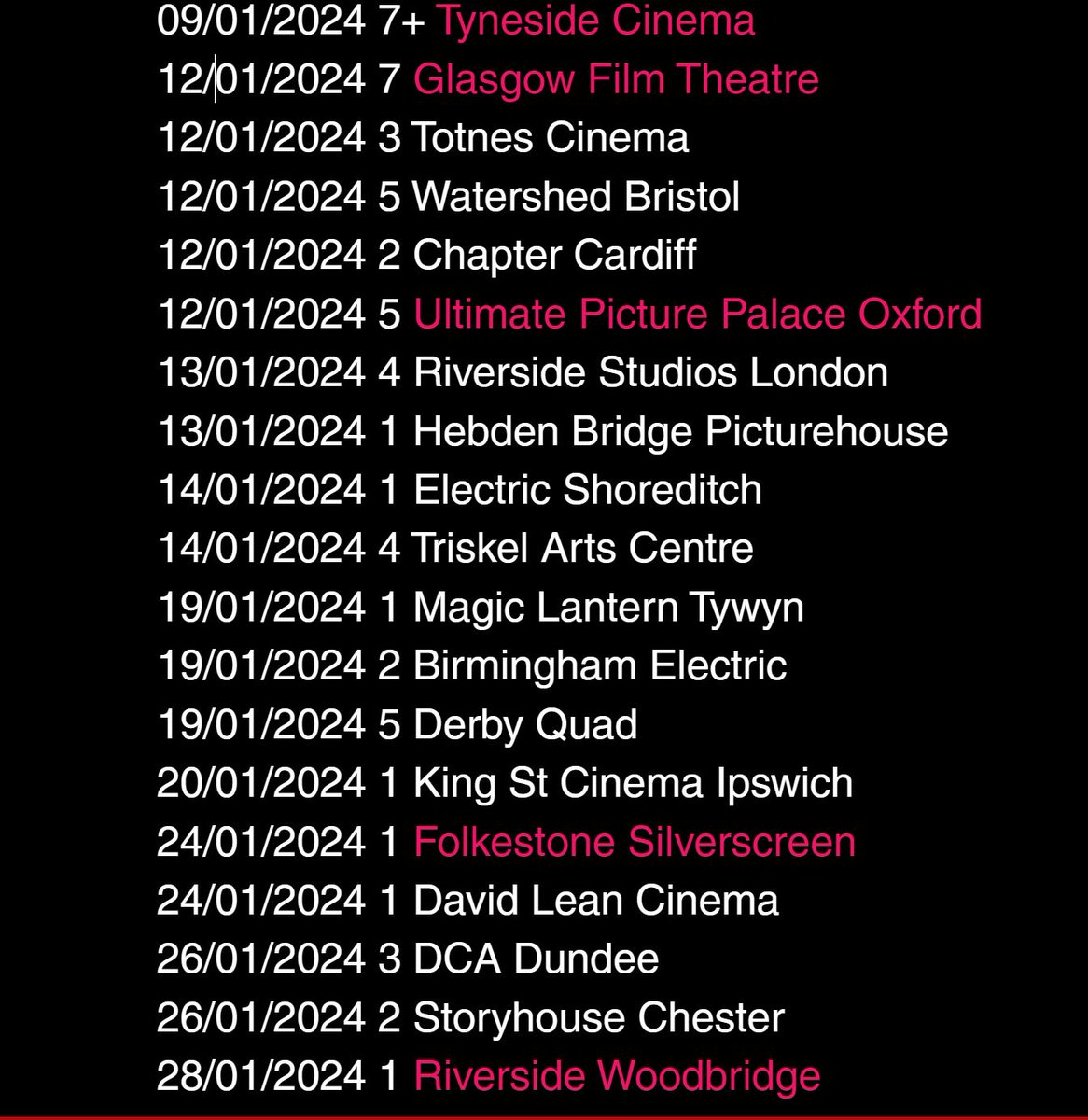 Five years in the making, SCALA!!! finally hits UK cinemas on Fri 5th Jan, c/o the @BFI. Phew! Here's where it opens at, and the number of days it's showing this month. Please check with venues for screening times. PS: Intros & Q&As with the filmmakers (that's us!) are in pink.
