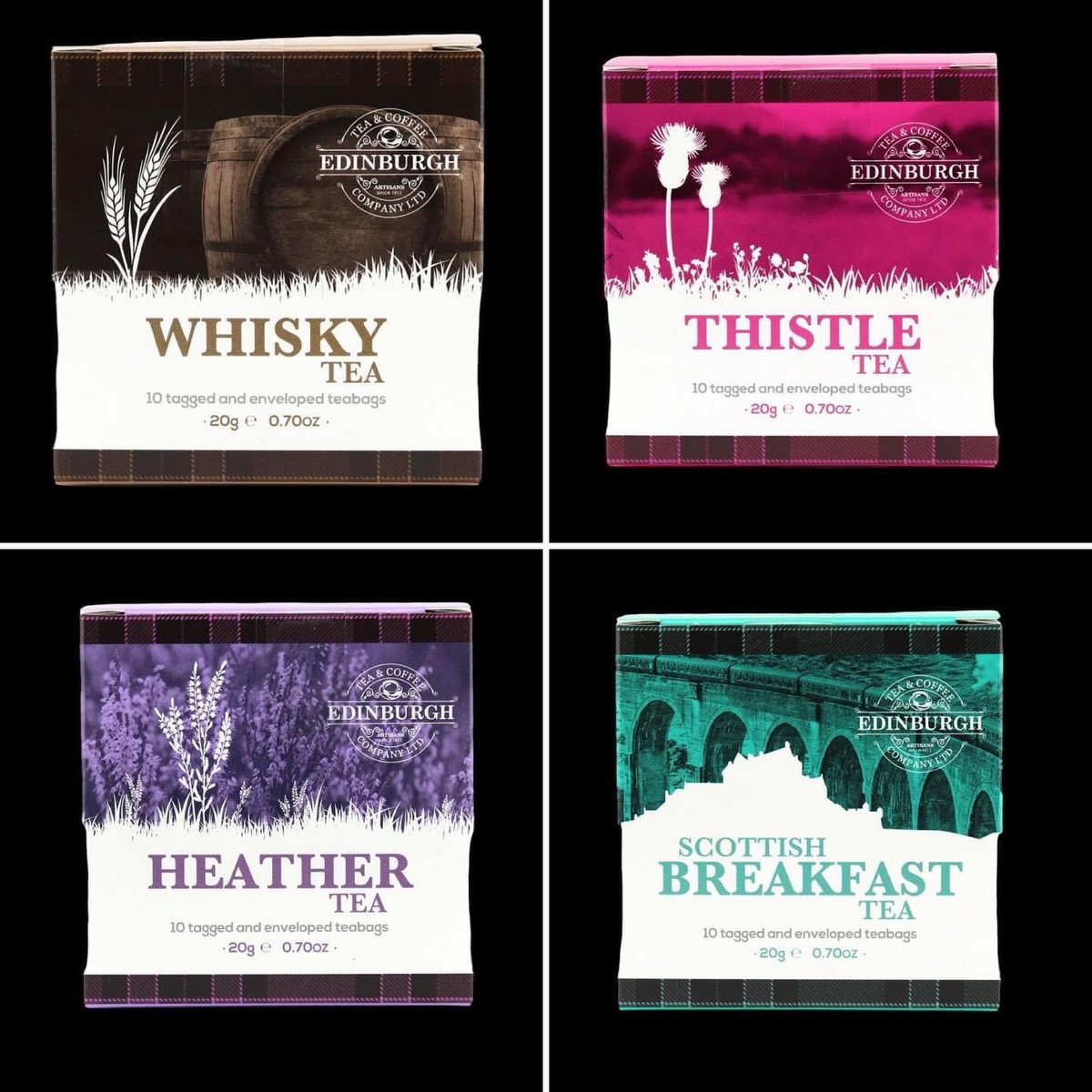 Edinburgh tea - 4 different flavors to choose from. (360)344-2138 2205 East Sims Way Port Townsend, WA #scottishtea #edinburgh #whiskytea #thistletea #heathertea #scottishbreakfasttea #scottishthistle #scottishheather #scottishbreakfast #scottishwhisky #porttownsendwashington