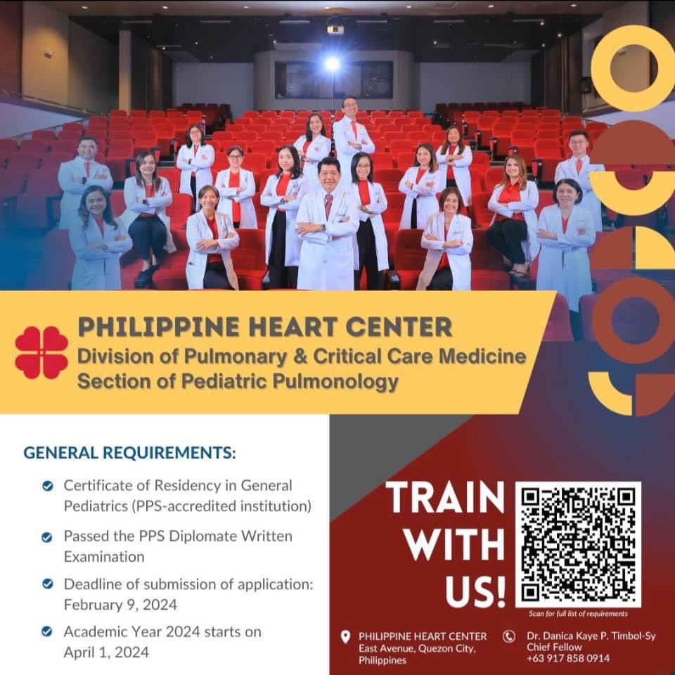 Come train and grow with us at the Philippine Heart Center 👶🏻🫁
#PediatricPulmonology