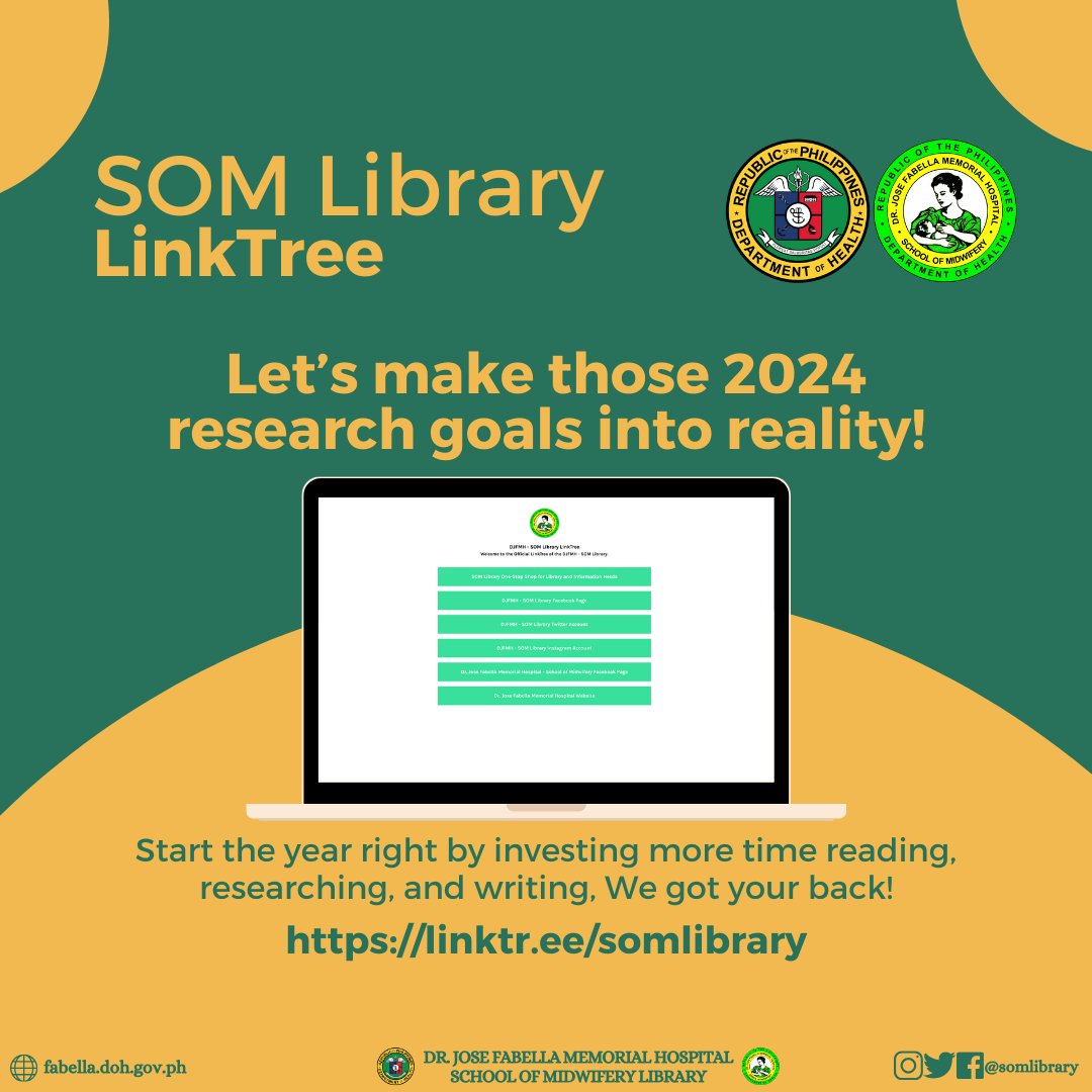 somlibrary's tweet image. Let’s make those 2024 research goals into reality!

Start the year right by investing more time reading, researching, and writing, We got your back! Click the link below for all your research needs this 2024!

LINK: linktr.ee/somlibrary

#SOMLibrary