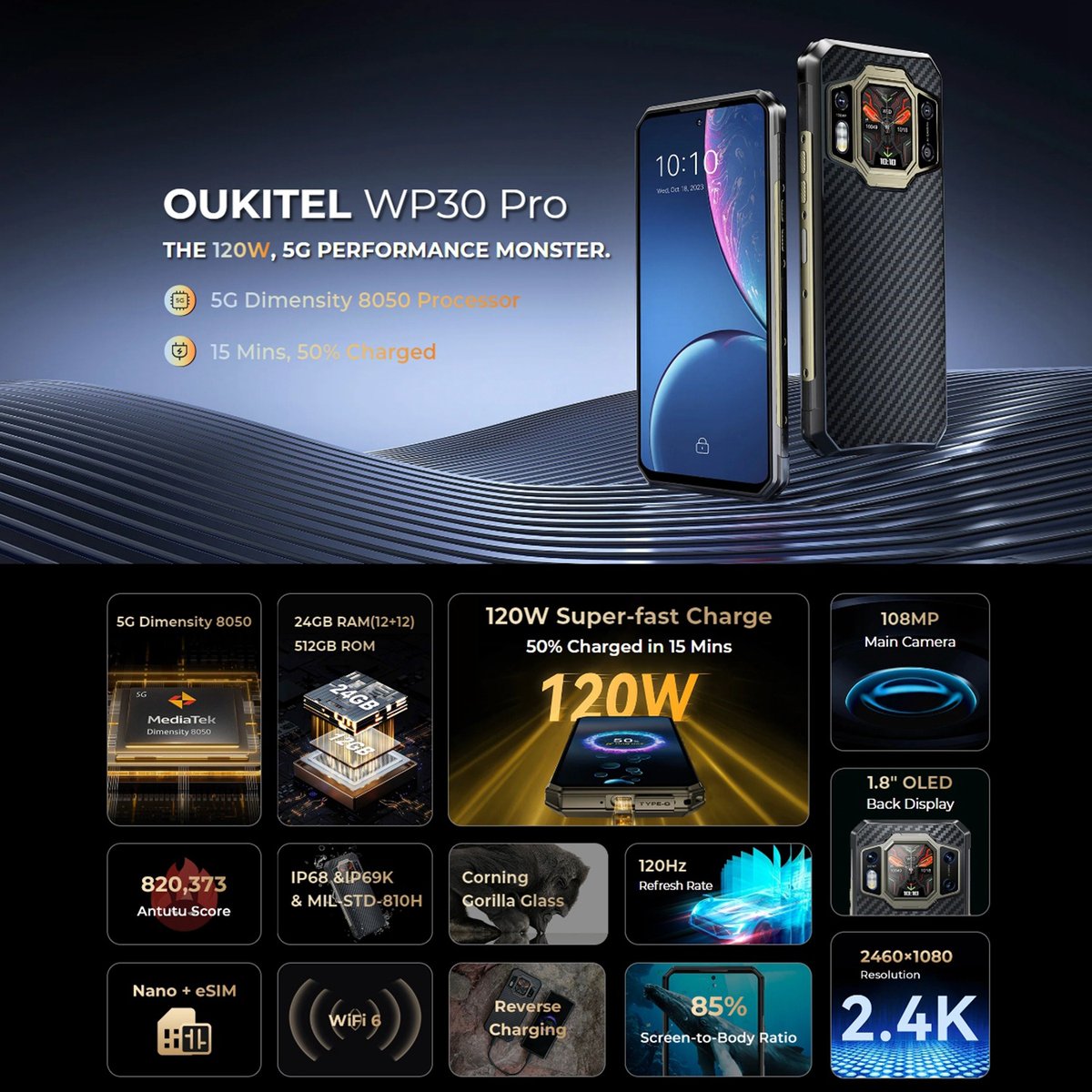 Oukitel WP30 Pro 5G Flagship Rugged Phone (12+512GB)