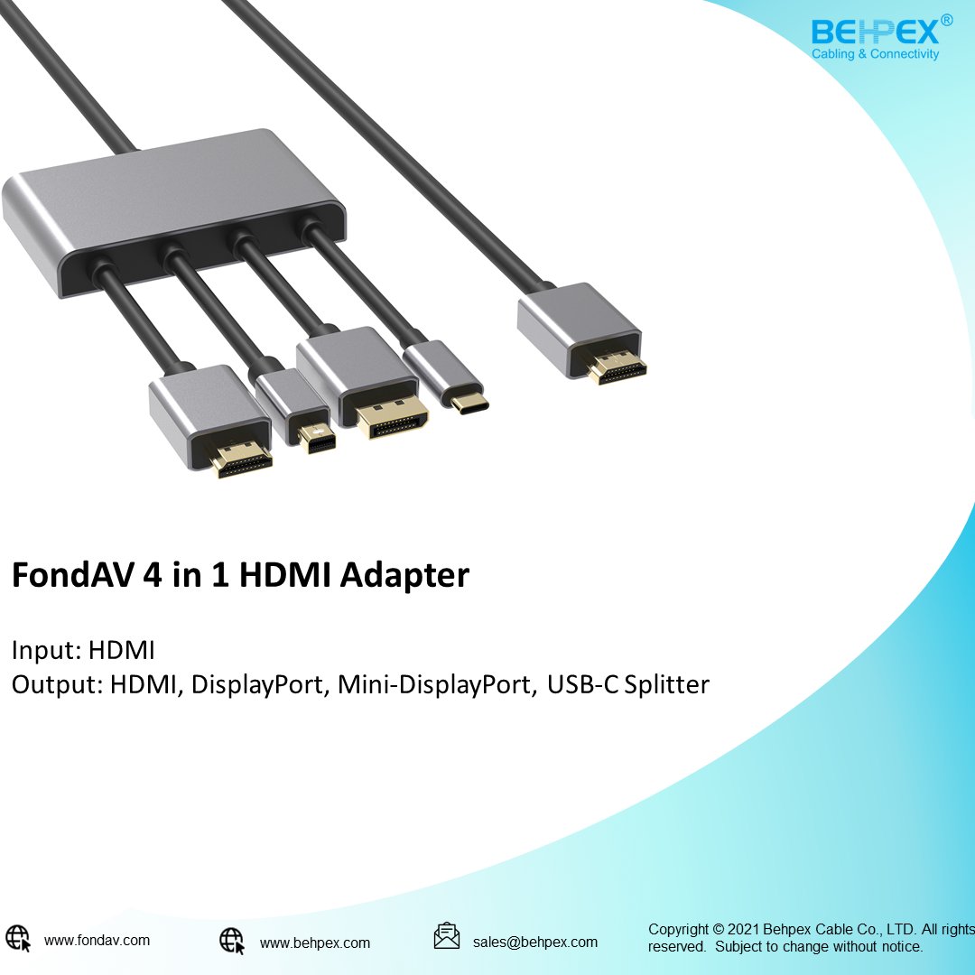 FondAV_Cable's tweet photo. #Behpex® Cabling &amp; Connectivity

FondAV is a brand of Behpex

Multi-Stream Media Cable-

3 in 1 HDMI Adapter Cable https://t.co/XGhLB98BoA