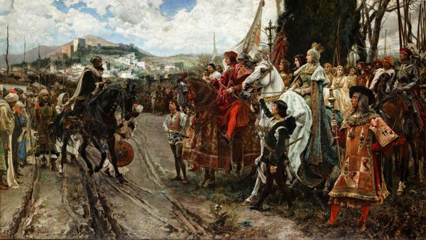 On this day in 1492, the Muslim stronghold of Granada surrenders to the armies of Castile and Aragon ending more than 700 years of Islamic rule on the Iberian Peninsula.