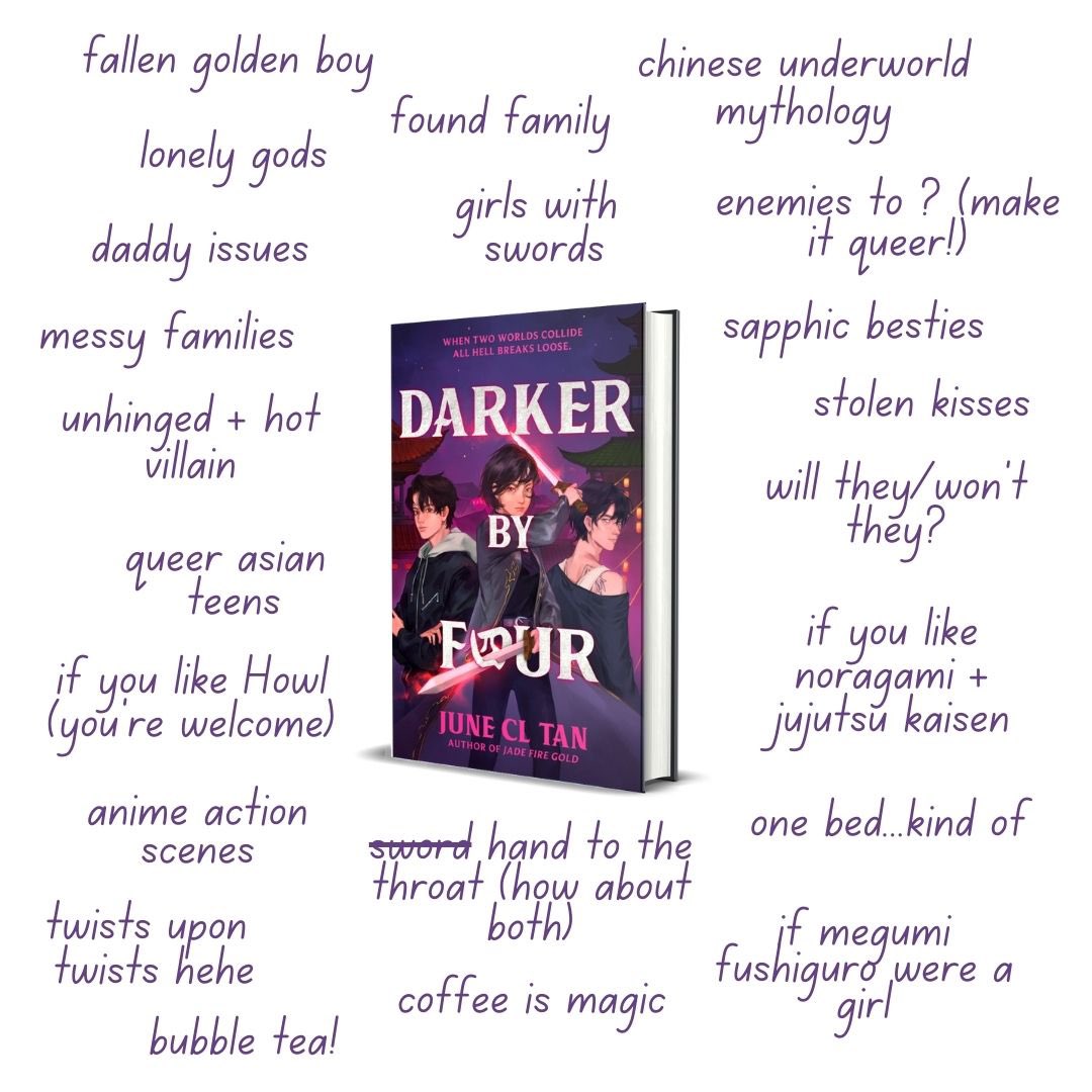 DARKER BY FOUR is out in exactly 3 months 😱 I started writing DBF during chemo & what came out was an contemporary/urban Asian fantasy inspired by Chinese underworld myths, xianxia tropes & my fave anime 💁🏻‍♀️ bit.ly/orderDBF preorder campaign swag reveals dropping soon💜