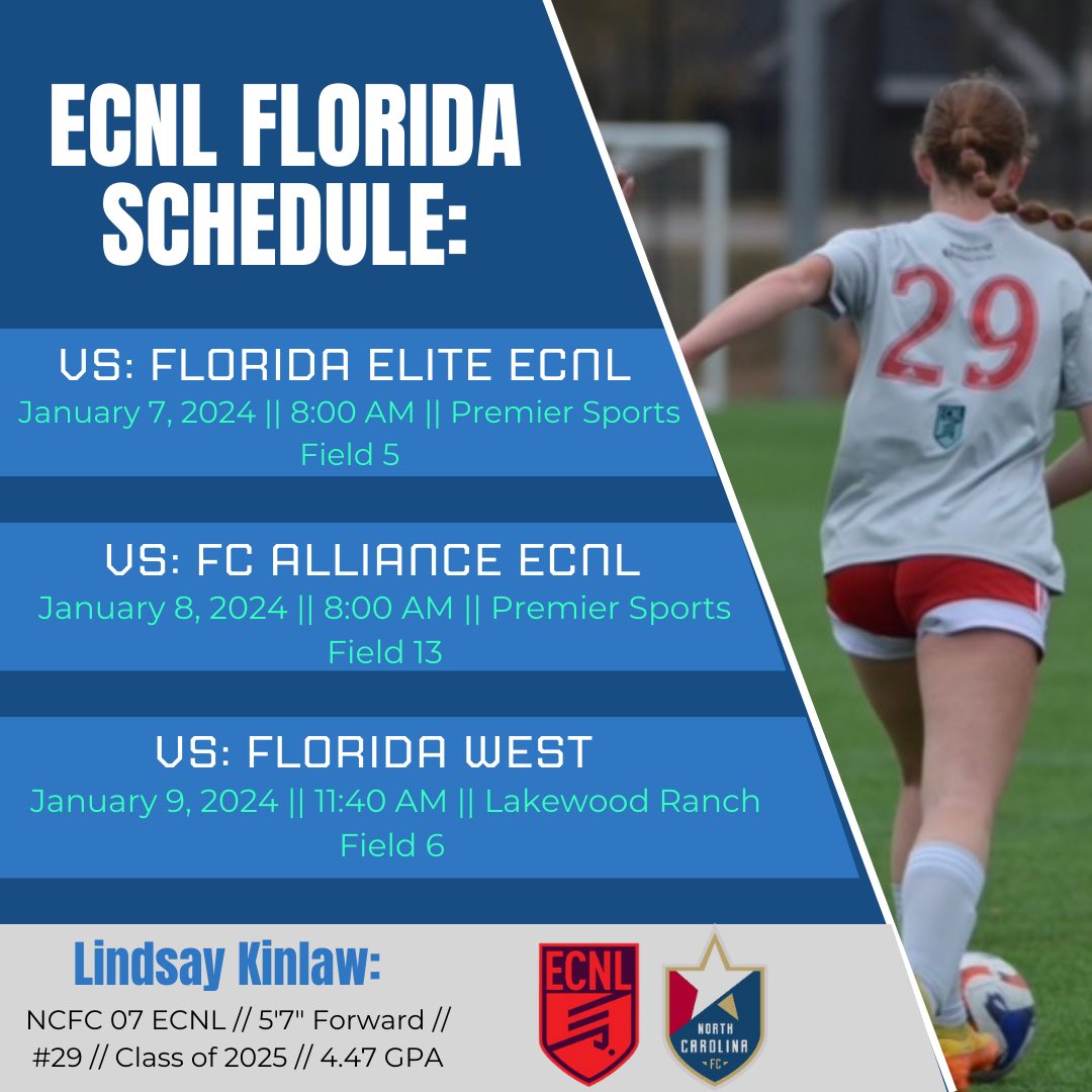 I am so excited to play with my team in Florida next week! Coaches come check us out! ⬇️⬇️⬇️ #ECNLFL <a href="/NCFC_ECNL07g/">ℕℂ𝔽ℂ 𝕐𝕠𝕦𝕥𝕙 𝔼ℂℕ𝕃 𝟘𝟟 𝔾𝕚𝕣𝕝𝕤</a>