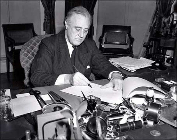 Today in 1941, FDR uses his State of the Union address to denounce the world's dictatorships and their 'new order of tyranny.' Roosevelt also lays out his vision of 'four freedoms' for all peoples: freedom of speech, freedom of worship, freedom from want and freedom from fear.