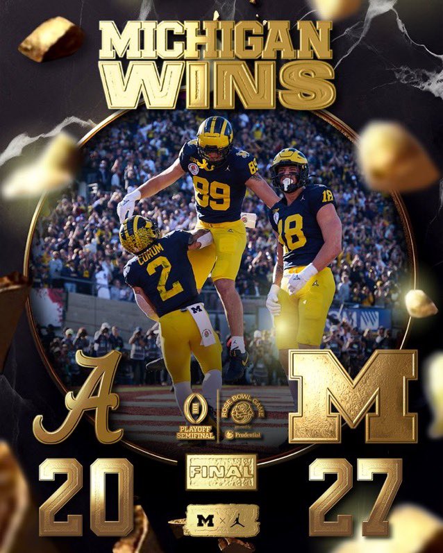 FIRSTLADYMLB's tweet photo. 🍾🥂FREE PLAY COLLECTS AGAIN IN CFB!!!!

💰Michigan -2=✅Winner
💰Alabama/Michigan over 45.5=✅Winner

🎙️Gotta keep making money in 2024!

#GamblingTwitter #CFBPlayoff #RoseBowl #CFBPicks https://t.co/dvJZnxMog6