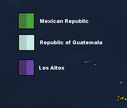 MockGMGS's tweet photo. Mexican invasion of Guatemala:
----
The Mexican invasion of Guatemala has so far been successful. The newly formed Guatemalan military and government are in shambles with only Belgian mercenaries keeping the country from falling completely. https://t.co/3RzYgdnHMq