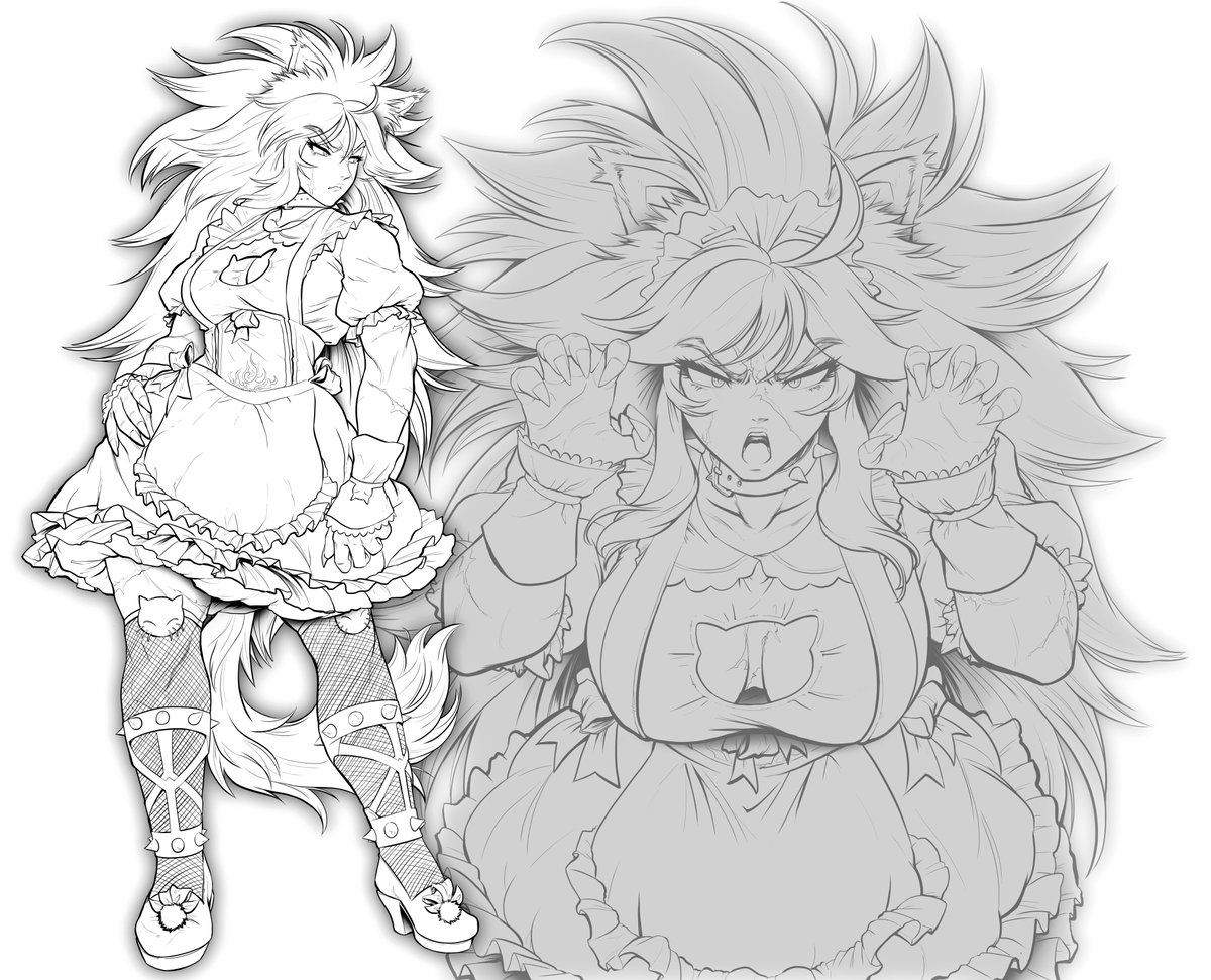 BreakDey's tweet image. Wip of my first Dnd Character in a CatMaid Outfit.
#DnDcharacter #catgirl