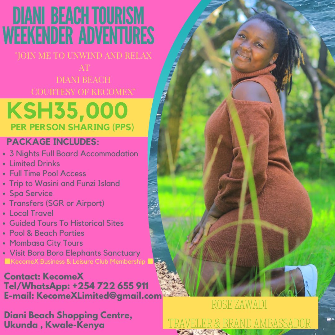 BorderlessKenya's tweet photo. Happy New Year 2024: Experience Diani Beach Tourism WEEKENDER Adventures by @kecomex and  @BorderlessKenya Every WEEKEND, we shall make it a tradition. Come out of your comfort zone to RELAX, REJUVENATE and REBOOT at #Diani Beach where sand, sun and sea are one and the same! https://t.co/UOlj8L7d1O