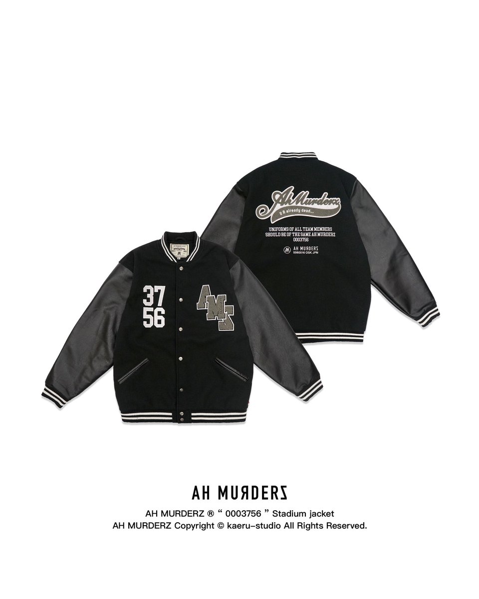 Ahmurderzjp's tweet image. !!!!! 2024.1.4 thu 発売 !!!!!

AH MURDERZ
“ 0003756 “ STADIUM JACKET

Color : RED / BLACK / BEIGE
Size : M / L / XL / XXL
Price : 36300 taxin
release : 2024.1.4 thu 19:00 先行 18:30
at : AH MURDERZ online shop

#AHMURDERZ
#REDSPIDER
#STADIUMJACKET