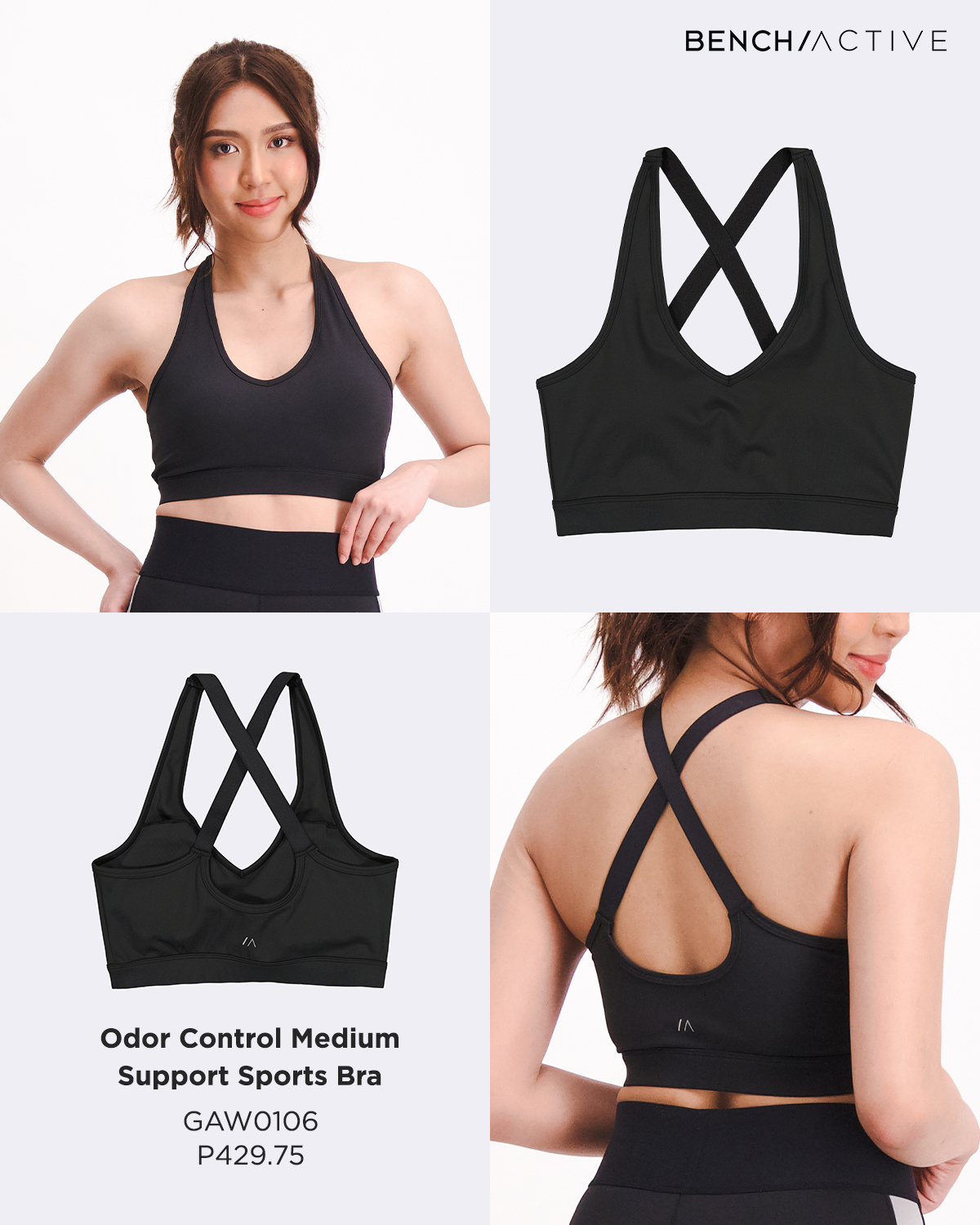 BENCH/ on X: Sleek, versatile, and timeless! Let #BENCHActive deliver  carefree confidence when you hit the gym 💪🏻 🤸🏻‍♀️ Odor Control Medium  Support Sports Bra - GAW0106 - P429.75 Buy Official, Buy