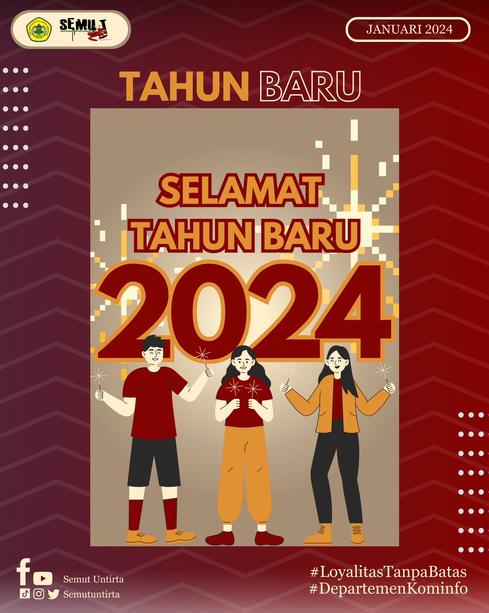 SemutUntirta's tweet photo. [SELAMAT TAHUN BARU 2024]

Semoga Tahun Baru memberikan awal yang segar dan menyenangkan dalam hidup kita

📲 More Information:
Instagram: @semutuntirta
Tiktok : @semutuntirta
Facebook: Semut Untirta
Twitter: @semutuntirta
#SerikatEksekutifMudaUntirta
#SEMUT
#LoyalitasTanpaBatas https://t.co/Le3QgRvrUz