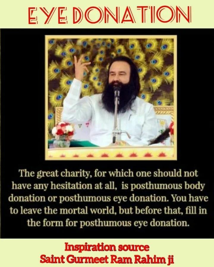 SimranjotK64514's tweet photo. Many people are not able to see this world due to defective eye vision. With the inspiration of Saint Gurmeet Ram Rahim Ji many of his disciples are providing vision for all people posthumous eye donation.
#GiftOfVision https://t.co/vNDgJ0vAt5