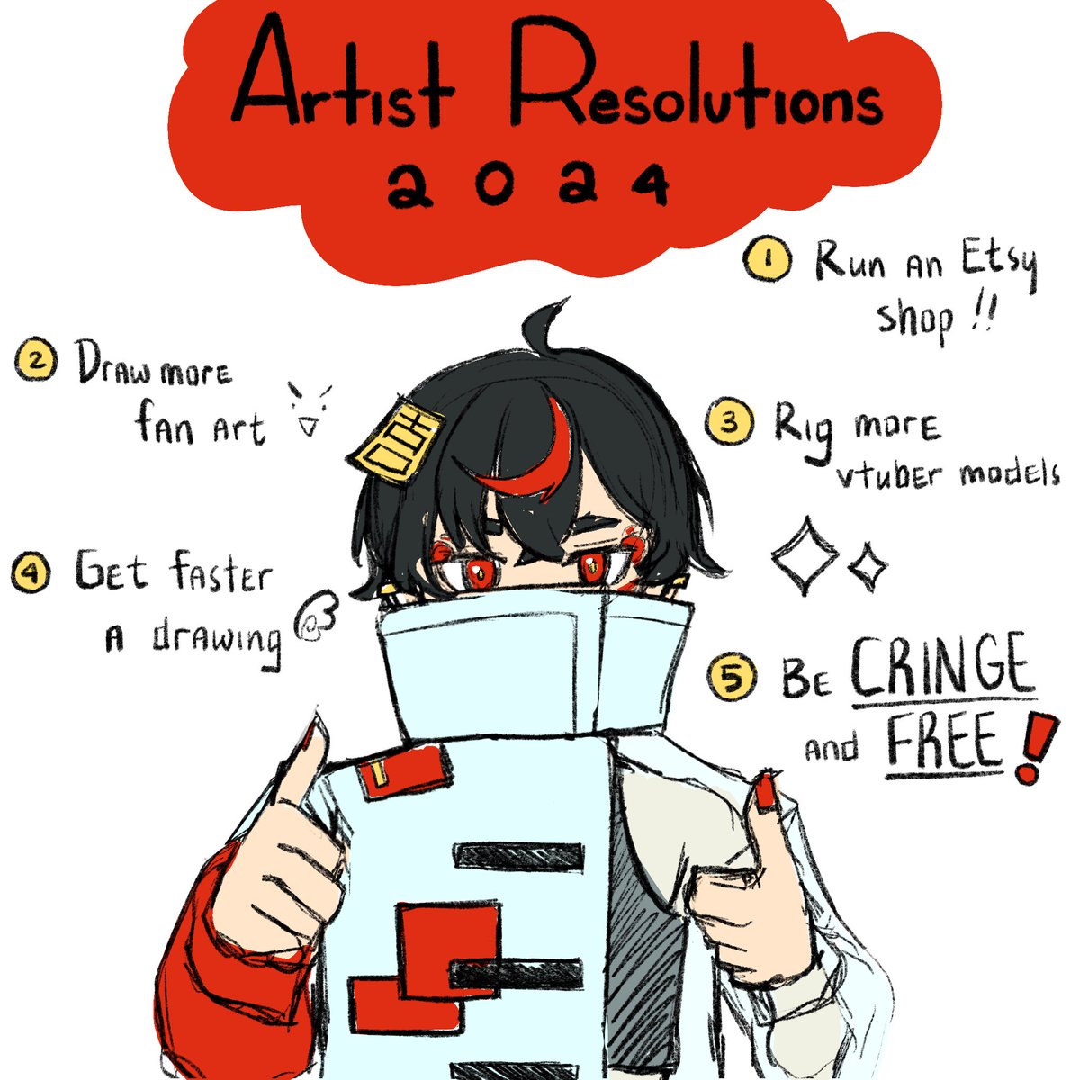 taolisman_'s tweet photo. Decided to make one of these for the new year! Hoping to achieve at least the last one lol #ArtistResolutions2024 https://t.co/aUK9hk8qP0