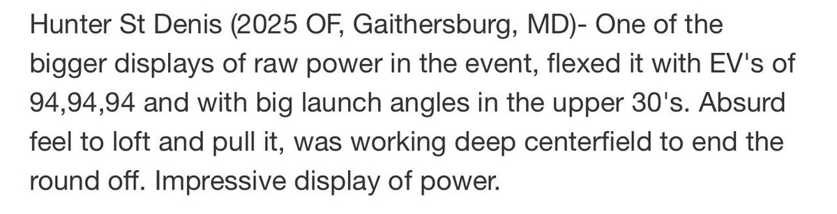 HunterStDenis42's tweet image. Batted 667 at the Perfect Game National Showcase #PGMainEvent this past week.  Thanks to #PG_Scouting for the great BP write up. @MHSBaseball_MD @CoachG_MD @Wow_Lions @omarino_13 @ptwsports @PBRMaryland