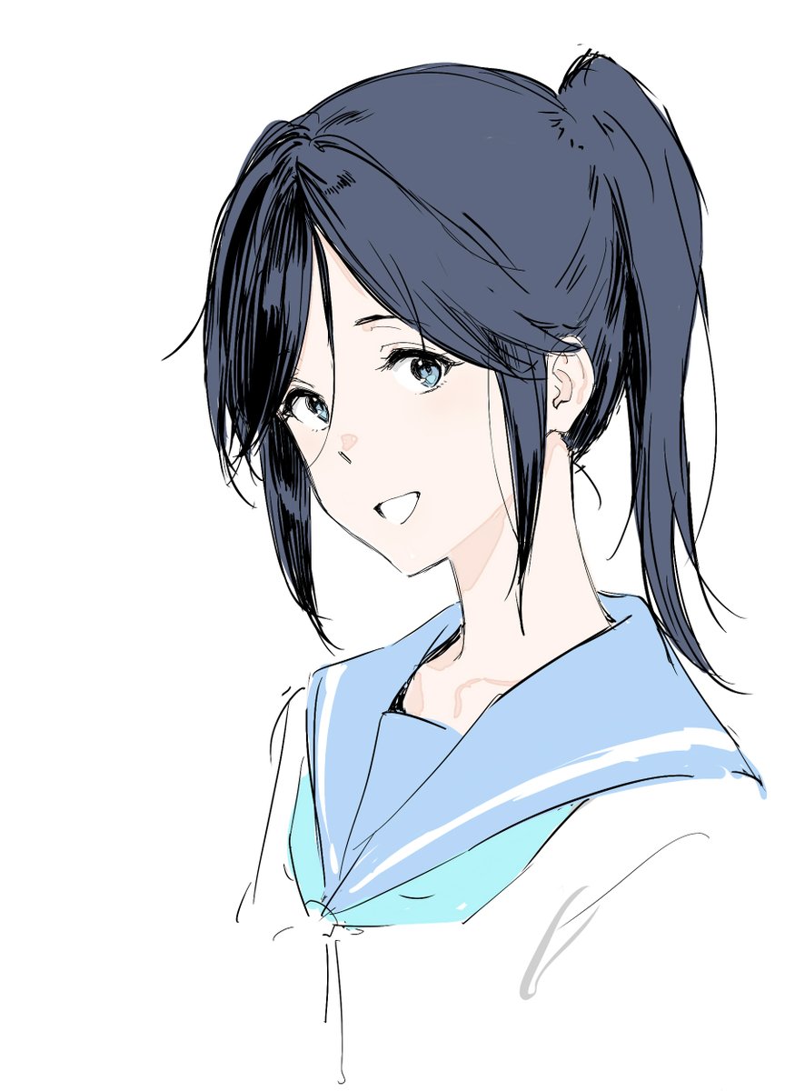 kasaki nozomi 1girl solo school uniform sailor collar blue sailor collar kitauji high school uniform white background  illustration images